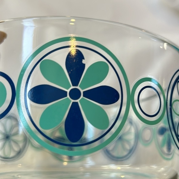 Pyrex Set of 3 Glass Turquoise Blue Pinwheel Serving Bowls - Picture 12 of 13